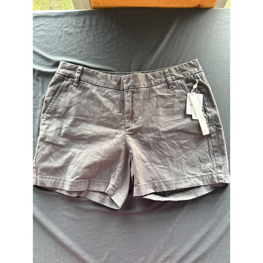 Caslon Womens Chino Shorts Grey Ebony Cotton Blend Mid Rise Size 10 NEW